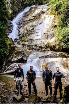 waterfall in golondrina national forest on dirt bike deluxe adventure tour ecuador