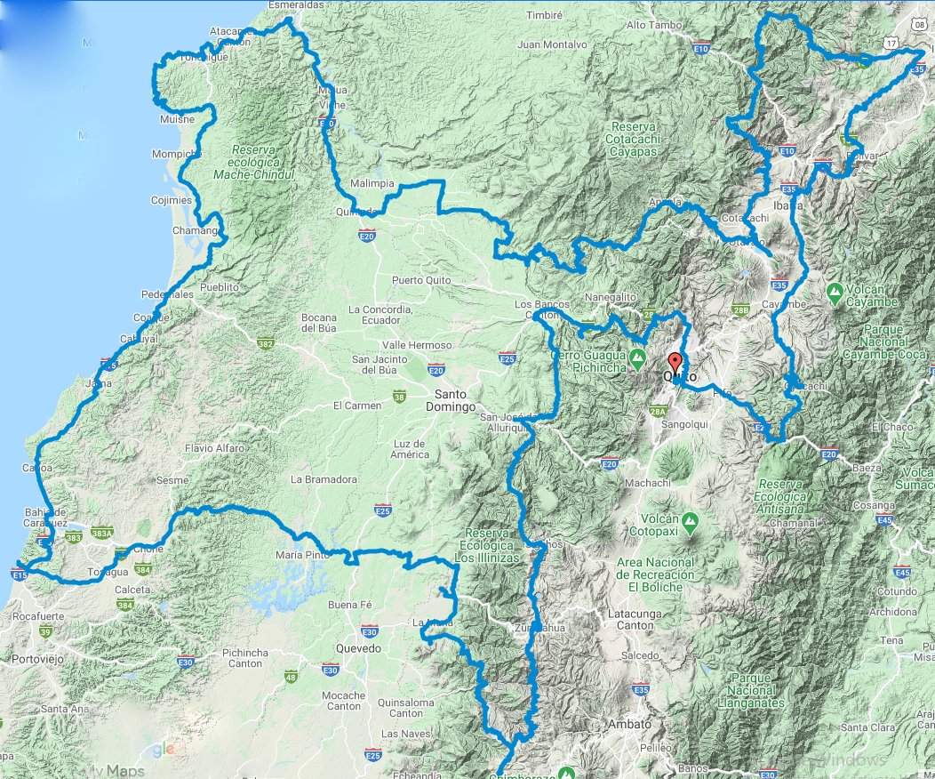 Ecuaduro Enduro Self-Guided Motorcycle Tour Route Map