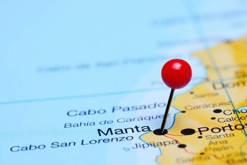 Manta, Manabi Ecuador as seen on a map