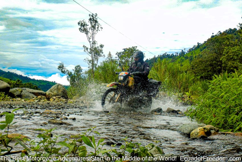 DR650 in river