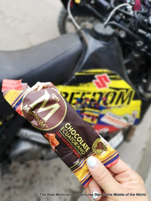 Ecuador Chocolate Ice Cream Bar and Motorcycle
