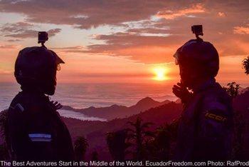 sun setting on dirt road above sigchos ecuador motorcycle adventure tour
