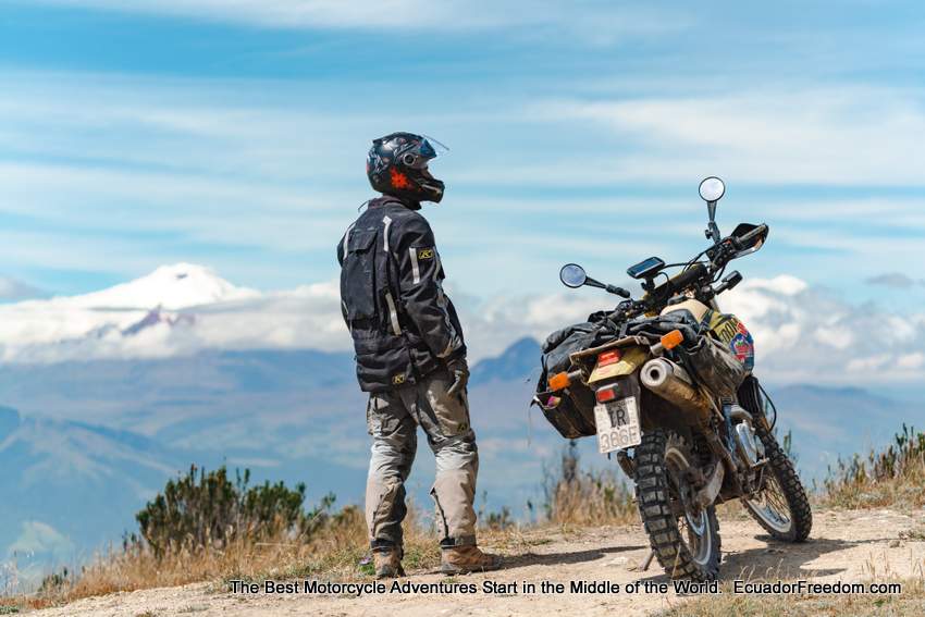 overlooking the andes on a motorcycle tour in ecuador