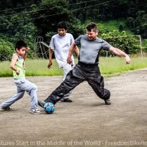 playing soccer with the kids