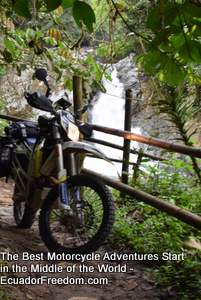 waterfall motorcycle in ecuador