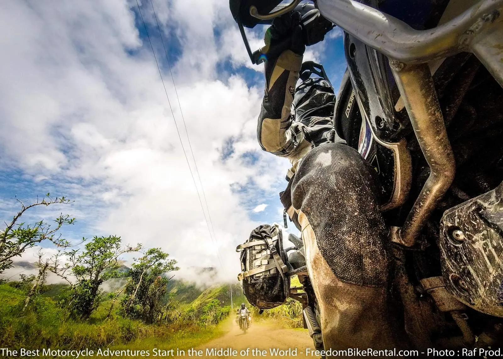 Riding motorcycles unpaved roads in Ecuador