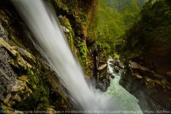 Paillon del Diablo waterfall in Ecuador Motorcycle