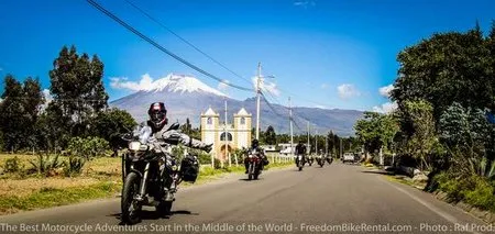 adventure motorcycles with cotopaxi in the background
