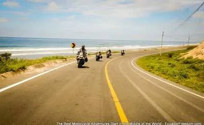 riding motorcycles on the coast of Ecaudor