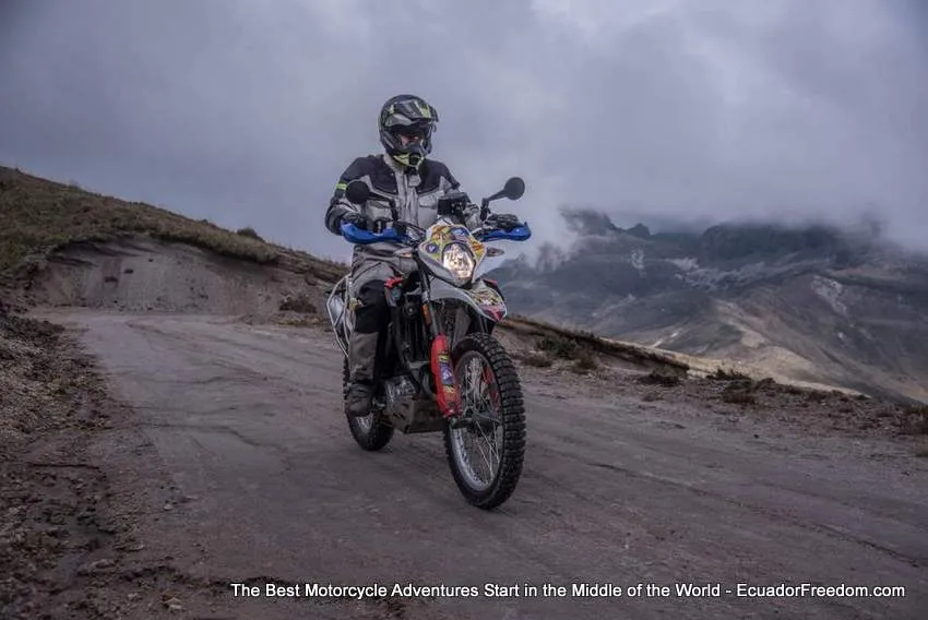 SWM RS650R on Guagua Pichincha volcano on Dirt Bike City Tour of Quito