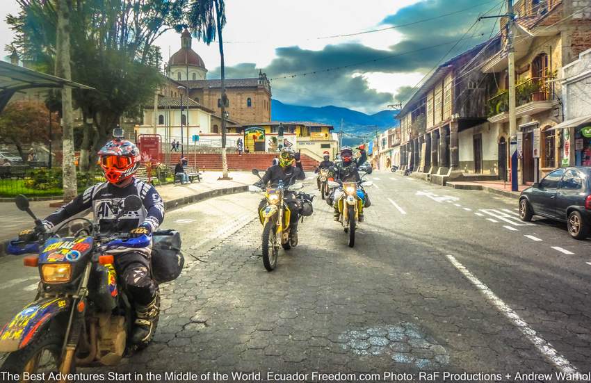 motorcycle adventure riders in Cotacachi Ecuador