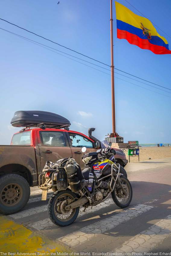 motorcycle ford ranger and ecuador flag