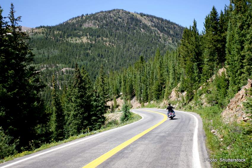 motorcycle on road in colorado