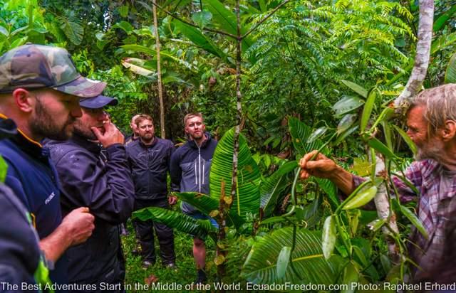 motorcyclists visiting exotic fruit farm in Cielo Idea to Icon Video Verde Ecuador