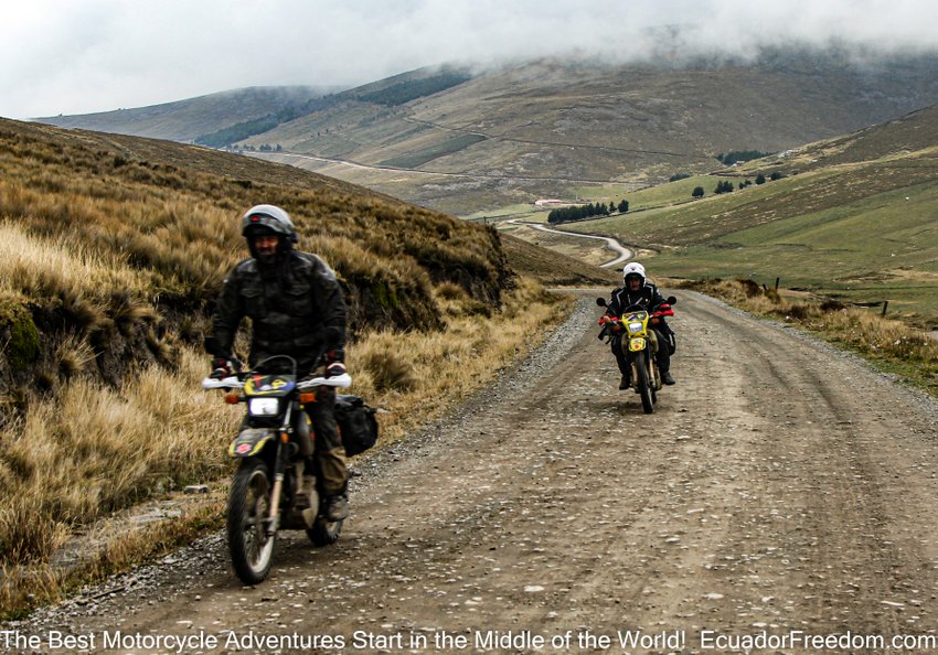 riding dual sport motorcycles in remote areas of ecuador
