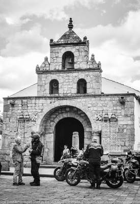 visiting the balbanera church on a motorcycle tour of ecuador