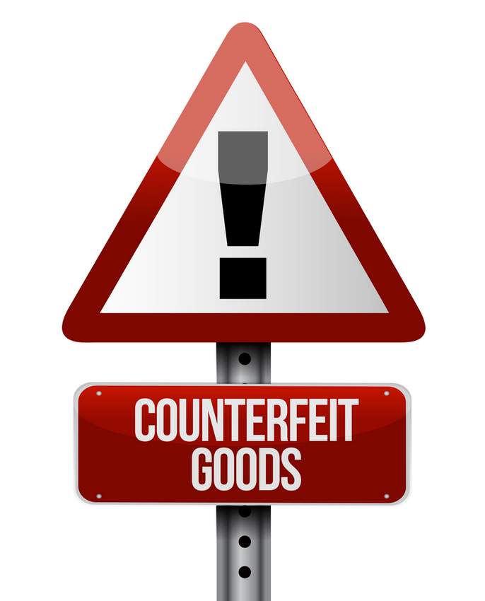 warning counterfeit goods sign